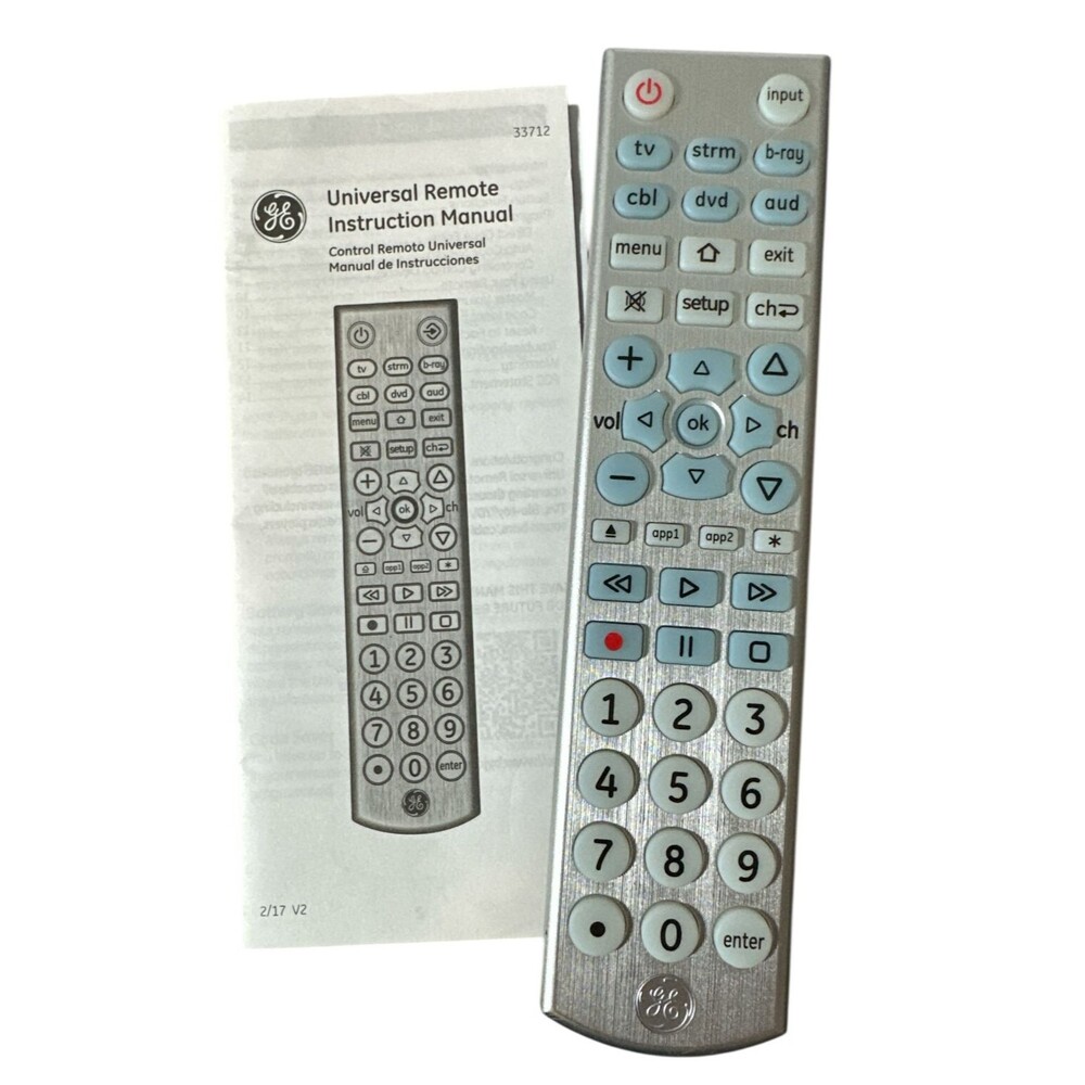 GE‎ 6-Device Backlit Universal TV Remote Control Silver 33712 Instruction Manual